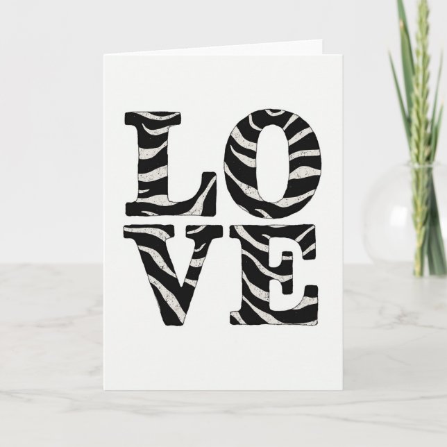 Tarjeta de cebra de amor simple (Anverso)