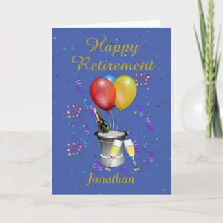 Tarjeta de celebración azul de jubilación