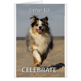 Tarjeta de celebración con pastor australiano
