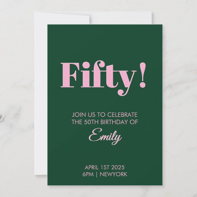 Tarjeta de celebración de 50 cumpleaños (Anverso)