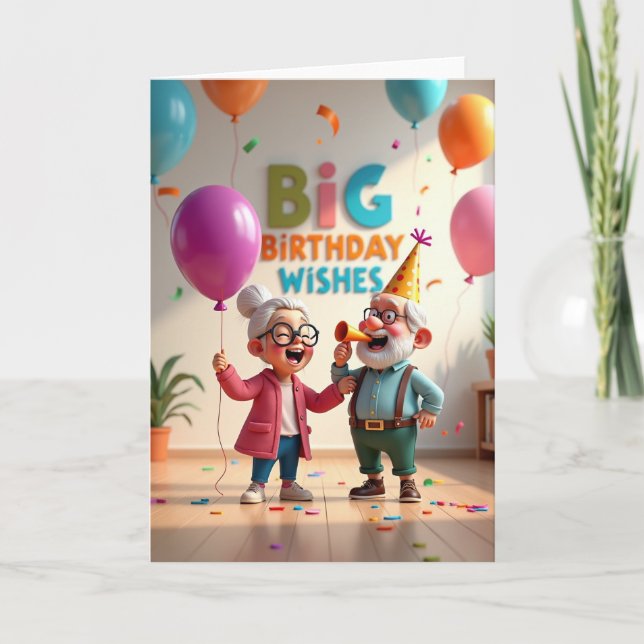 Tarjeta de Celebración de Ancianos Alegres (Anverso)