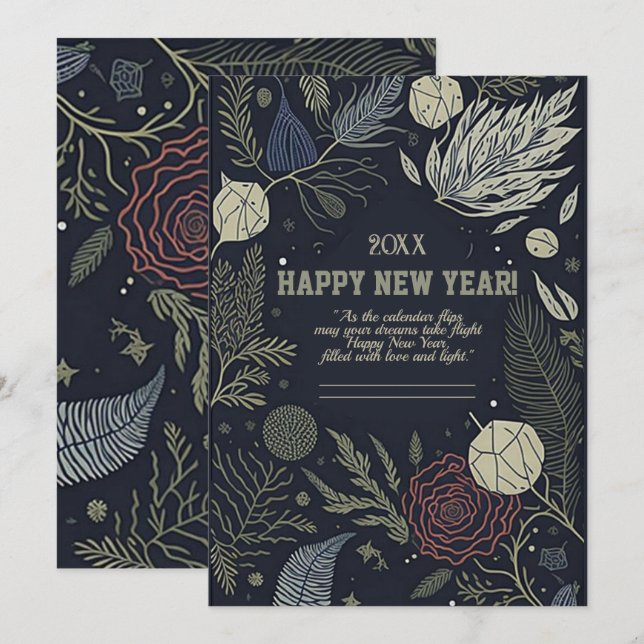 Tarjeta de celebración de año nuevo (Anverso / Reverso)