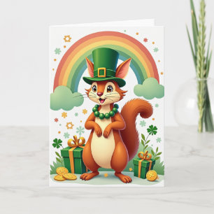 Tarjeta de Celebración de Ardilla Afortunada
