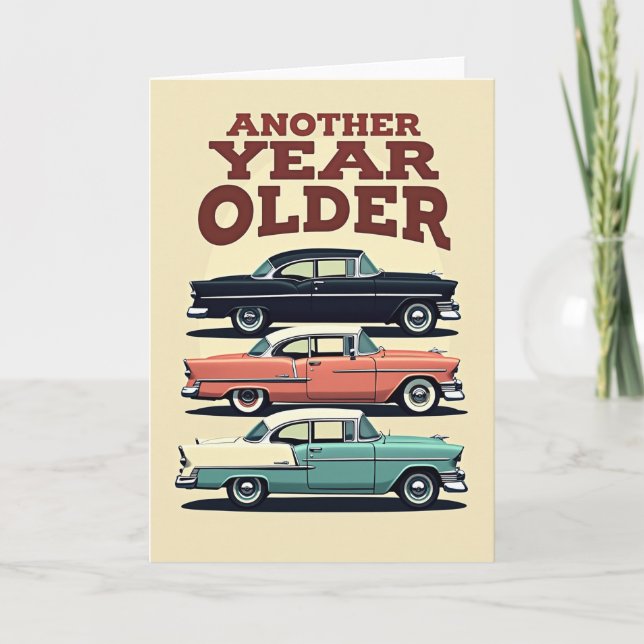 Tarjeta de Celebración de Autos Antiguos (Anverso)
