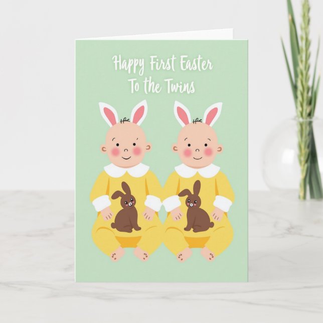 Tarjeta de Celebración de Bebés Gemelos (Anverso)