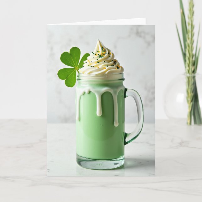 Tarjeta de Celebración de Bebida Verde (Anverso)