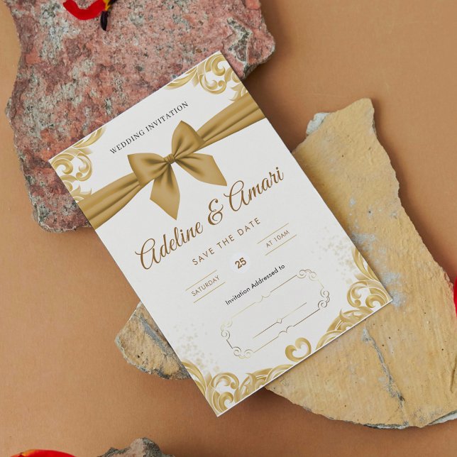 Tarjeta de Celebración de Boda Elegante de Oro (Subido por el creador)