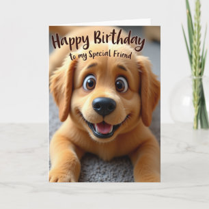 Tarjeta de Celebración de Cachorro Dorado