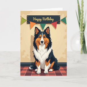 Tarjeta de Celebración de Cachorro Tricolor