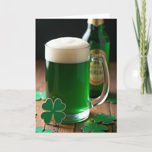 Tarjeta de Celebración de Cerveza Verde (Anverso)