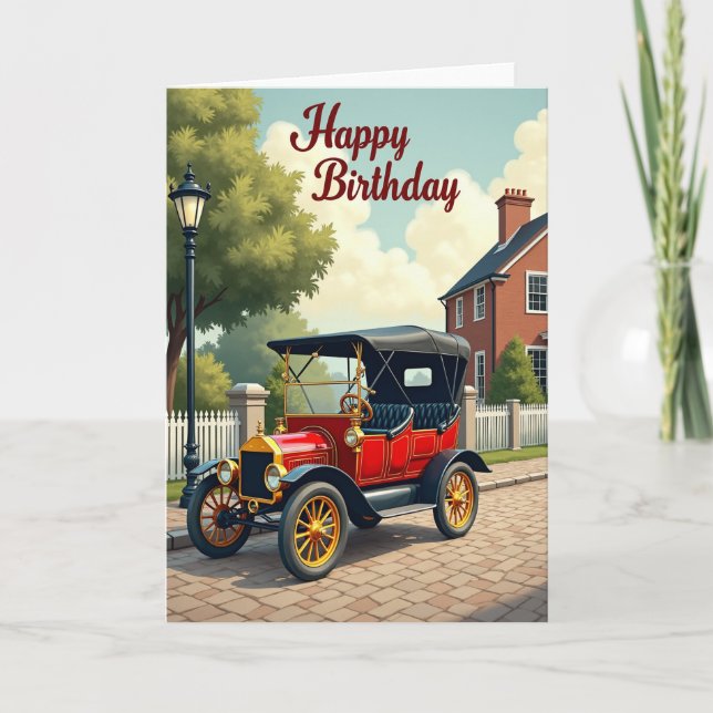 Tarjeta de Celebración de Coche Rojo (Anverso)