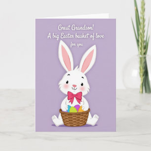 Tarjeta de Celebración de Conejo y Huevos