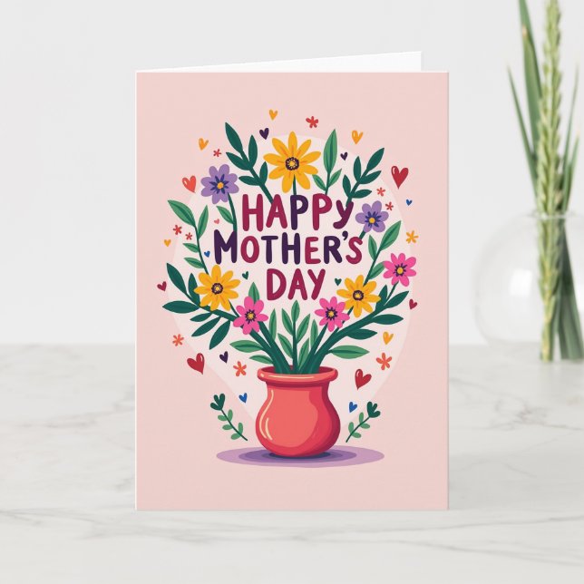 Tarjeta de Celebración de Corazones Florales (Anverso)