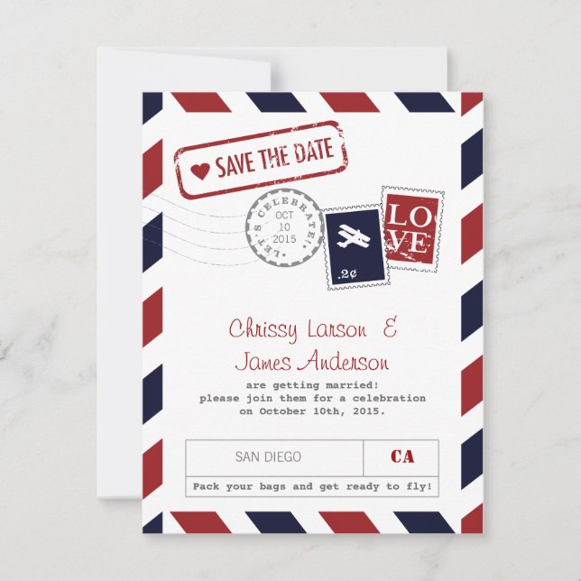 Tarjeta de Celebración de Correo Aéreo para Guarda (Anverso)