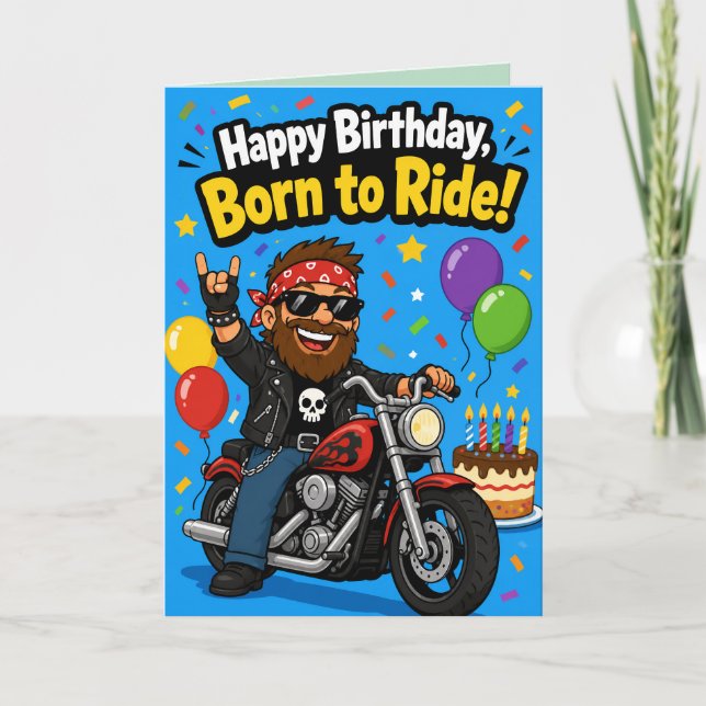 Tarjeta de Celebración de Cumpleaños para Motocicl (Anverso)