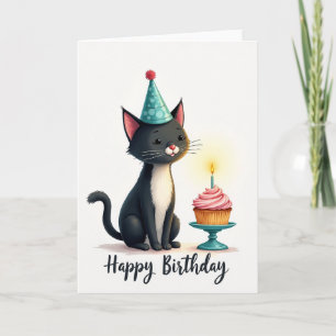 Tarjeta de Celebración de Felino Adorable