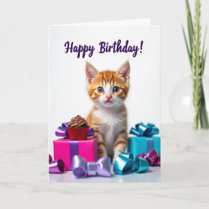 Tarjeta de Celebración de Felino Dulce