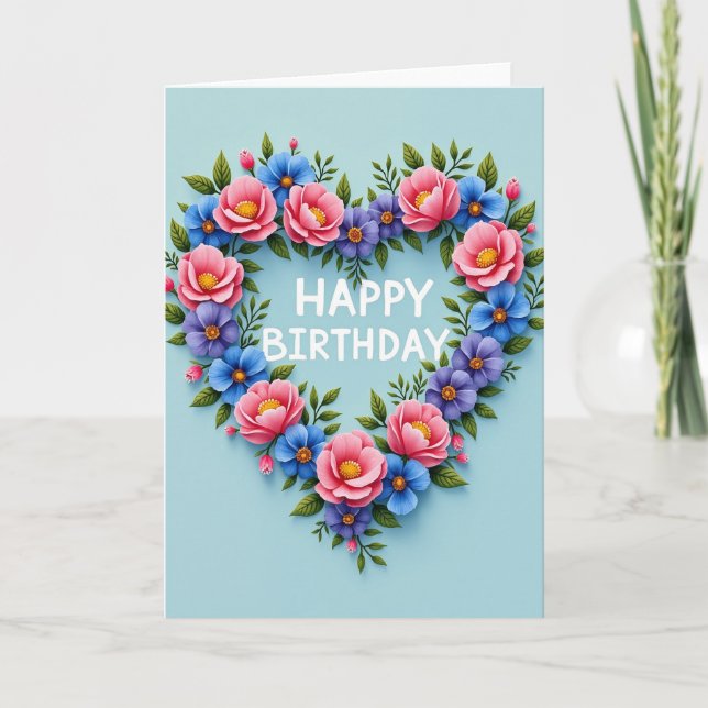 Tarjeta de Celebración de Flor de Corazón (Anverso)