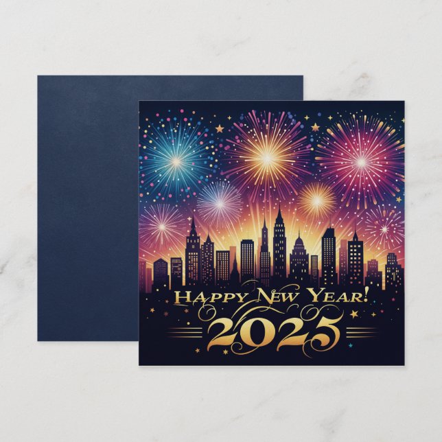 Tarjeta de celebración de fuegos artificiales de A (Anverso / Reverso)