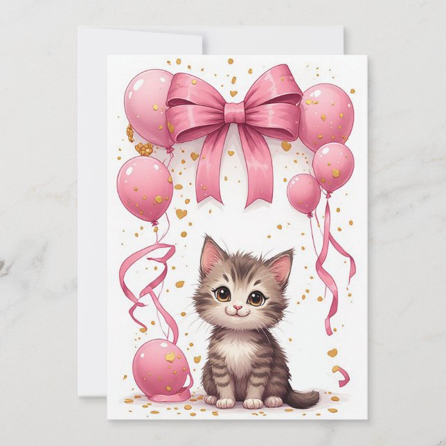 Tarjeta de Celebración de Gatito Adorable 🐱 (Anverso)