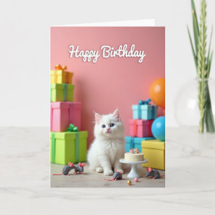 Tarjeta de Celebración de Gatito Rosa