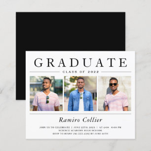 Tarjeta de celebración de graduación de 3 fotos mi
