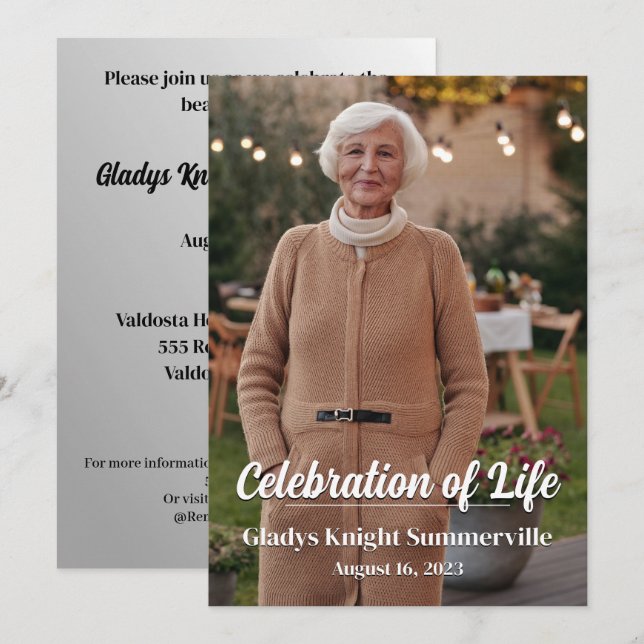 Tarjeta de celebración de la vida | Código QR eter (Anverso / Reverso)