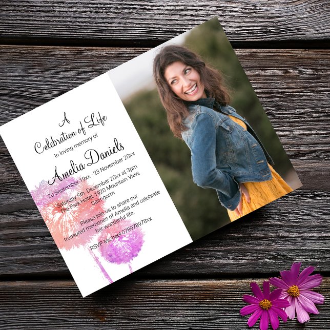 Tarjeta de Celebración de la Vida con Foto de Dien (Subido por el creador)