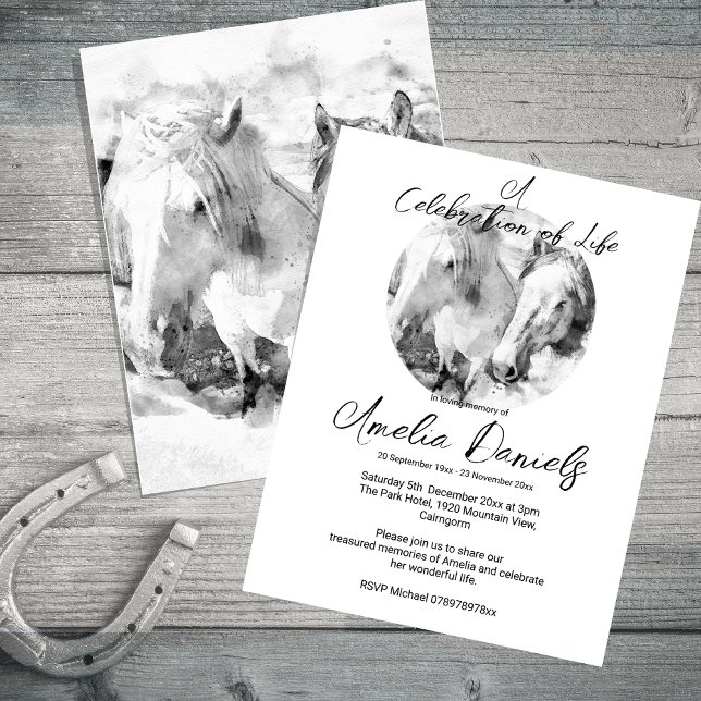 Tarjeta de Celebración de la Vida de Caballos Blan (Subido por el creador)