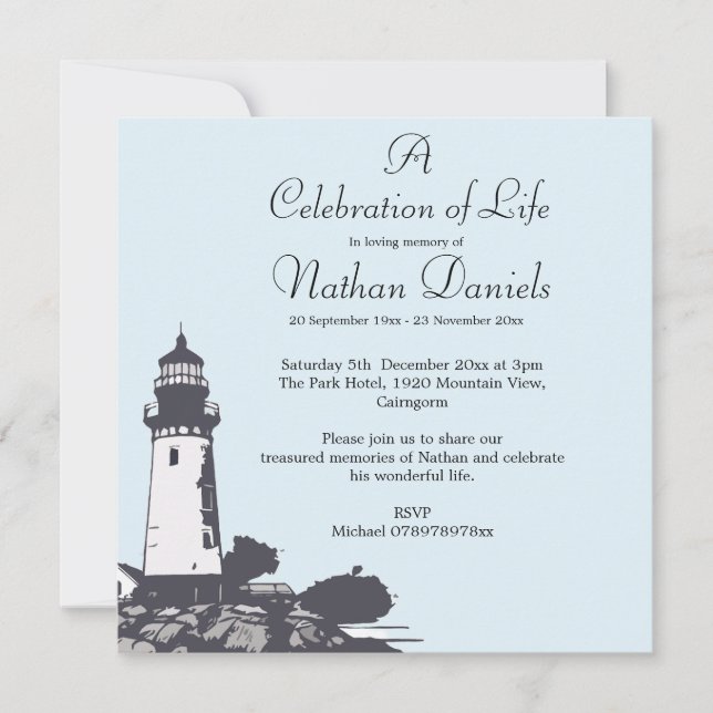 Tarjeta de Celebración de la Vida del Faro (Anverso)