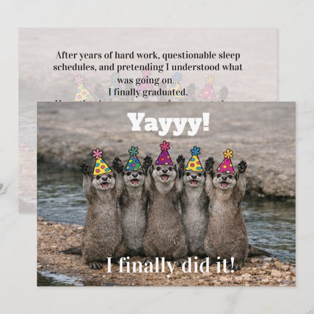🎓 Tarjeta de Celebración de Nutria Traviesa Diver (Anverso / Reverso)