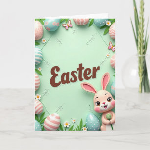 Tarjeta de Celebración de Pascua con Patrón