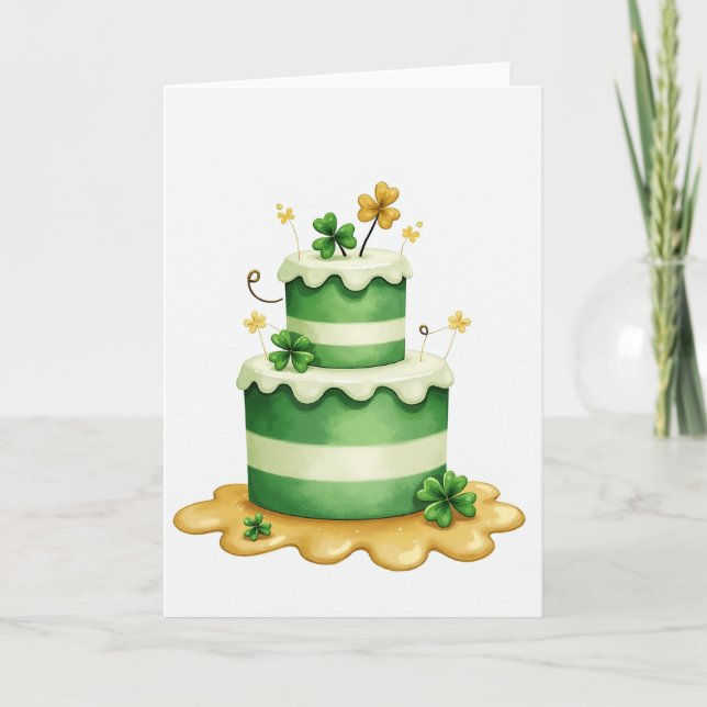 Tarjeta de Celebración de Pastel Afortunado (Anverso)