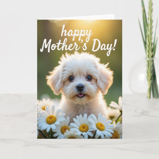 Tarjeta de Celebración de Perrito Floral (Anverso)