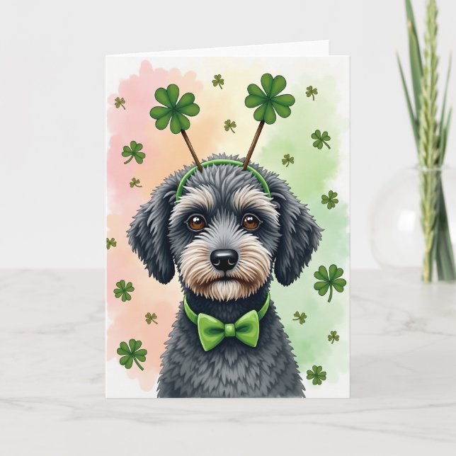 Tarjeta de Celebración de Perro Afortunado (Anverso)