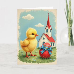 Tarjeta de Celebración de Primavera de Pollito Esp