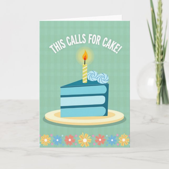 Tarjeta de Celebración de Torta Azul (Anverso)