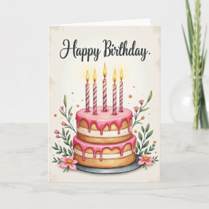 Tarjeta de Celebración de Torta con Drip Rosa