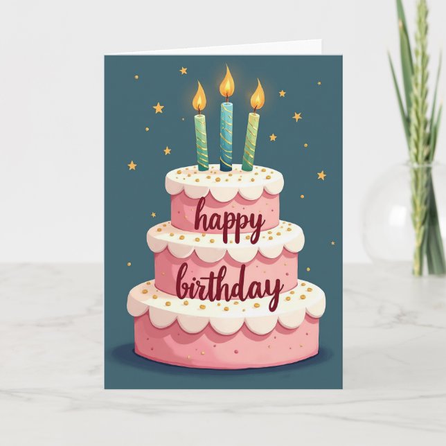 Tarjeta de Celebración de Torta de Niveles (Anverso)