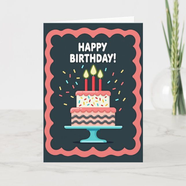 Tarjeta de Celebración de Torta Ondulada (Anverso)