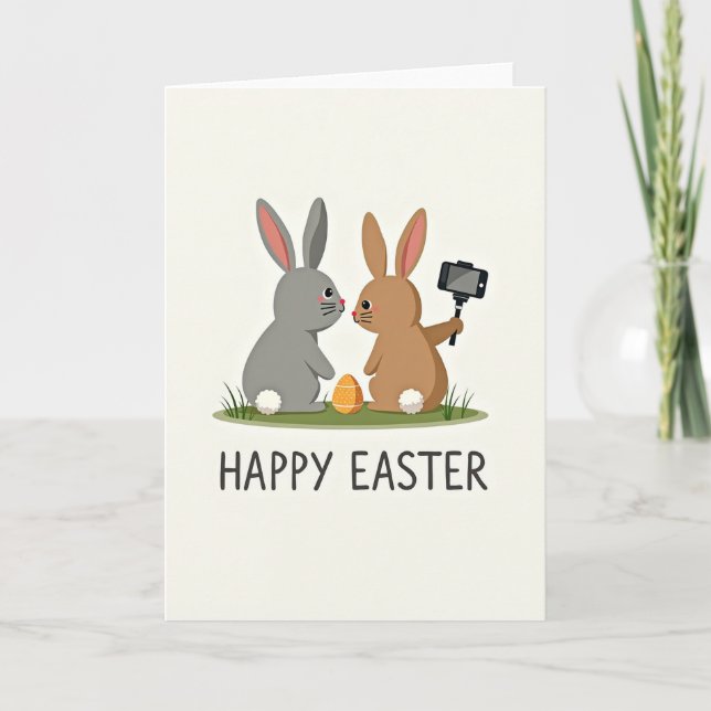 Tarjeta de Celebración del Conejo Festivo (Anverso)