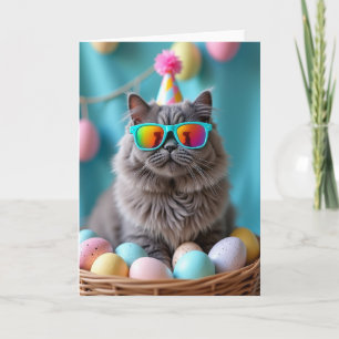 Tarjeta de Celebración del Gato de Fiesta