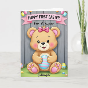Tarjeta de Celebración del Oso Óvalo Rayado