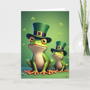 Tarjeta de Celebración Divertida de Ranas con Somb