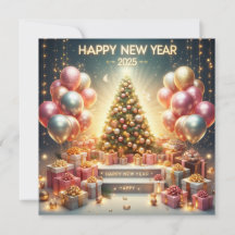 Tarjeta de Celebración Festiva de Año Nuevo 2025
