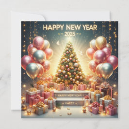 Tarjeta de Celebración Festiva de Año Nuevo 2025