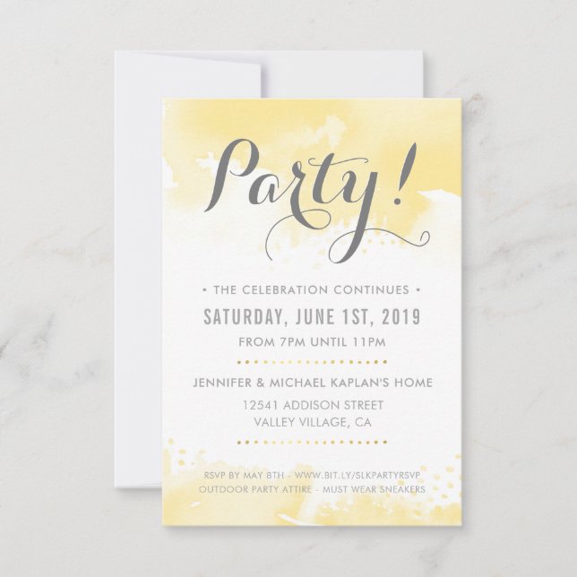 TARJETA DE CELEBRACIÓN fiesta acuarela moderna de  (Anverso)