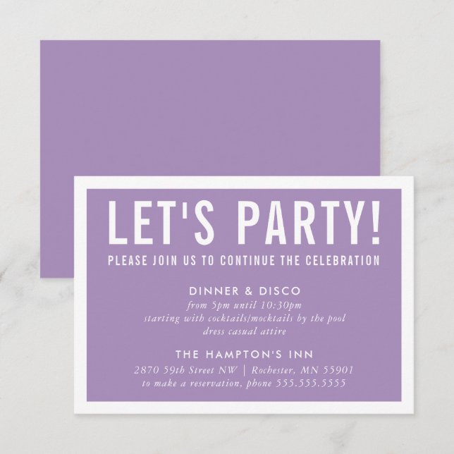 TARJETA DE CELEBRACIÓN fiesta bloque moderno viole (Anverso / Reverso)