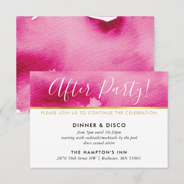 TARJETA DE CELEBRACIÓN fiesta color de agua rosa o (Anverso / Reverso)