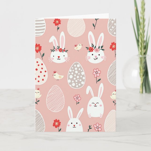 Tarjeta de Celebración Floral de Conejito (Anverso)
